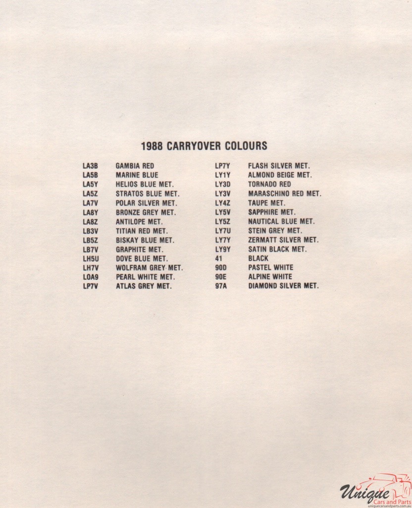 1988 Volkswagen Paint Charts ECS 2
